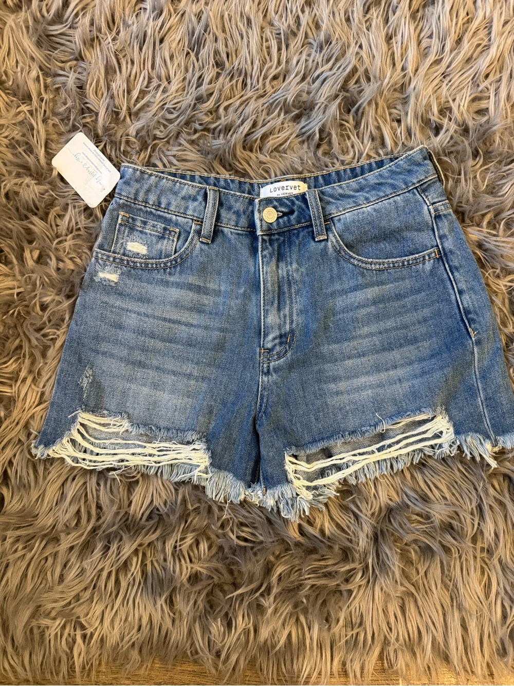 LoveRivet Frayed Hem Distressed Jean Shorts in Light Blue